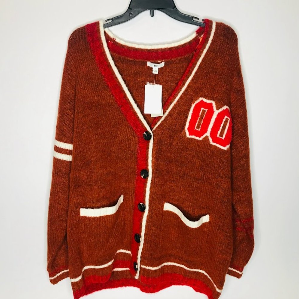 Nordstrom BP Womens’ Rust Ivory Prep Varsity Cardigan Sweater Multiple Sizes